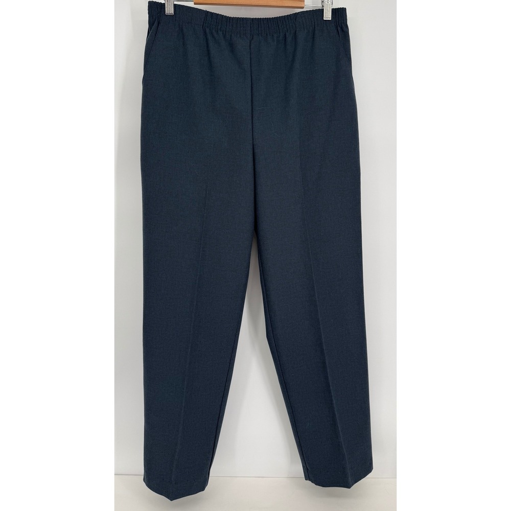 Briggs Womens Navy Blue Elastic Waist Straight Leg Pants Sz 12 Made in USA